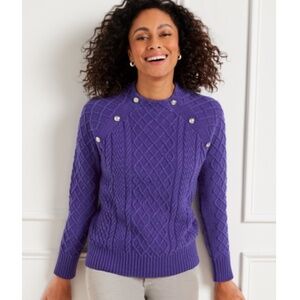 NWT Talbots Engraved Buttons Sweater in Purple 2X